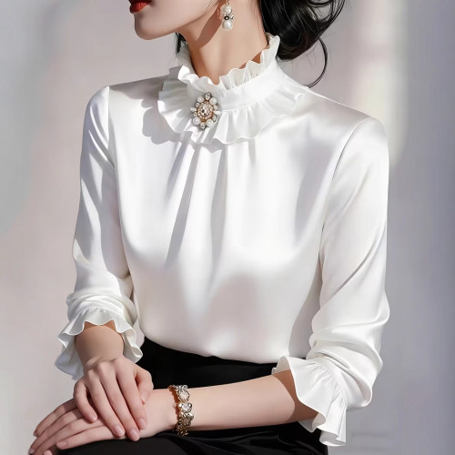 Elegant Lantern Sleeve Long-Sleeve Shirt