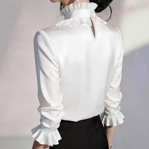 Elegant Lantern Sleeve Long-Sleeve Shirt