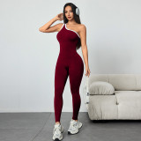 Seamless Cross-Strap Colorblock Yoga Jumpsuit