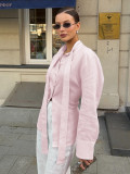 Elegant Ribbon-Tie Cotton Cardigan Shir