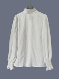 Elegant Hollow-Out Lace French Blouse