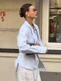Elegant Ribbon-Tie Cotton Cardigan Shir