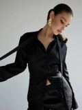 Elegant Ribbon-Tie Cotton Cardigan Shir