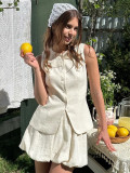 Sweet Cotton Vest & Bubble Skirt Two-Piece Summer Set