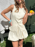 Sweet Cotton Vest & Bubble Skirt Two-Piece Summer Set