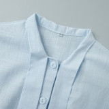 Elegant Ribbon-Tie Cotton Cardigan Shir