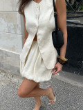 Sweet Cotton Vest & Bubble Skirt Two-Piece Summer Set