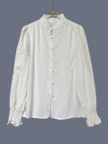 Elegant Hollow-Out Lace French Blouse