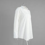 Relaxed Fit Solid Color Belted Collared Bodycon Shirt Dress