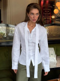 Elegant Ribbon-Tie Cotton Cardigan Shir