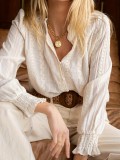 Elegant Hollow-Out Lace French Blouse