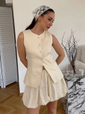 Sweet Cotton Vest & Bubble Skirt Two-Piece Summer Set