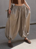 Vintage Brown Lightweight Plaid Lantern Pants