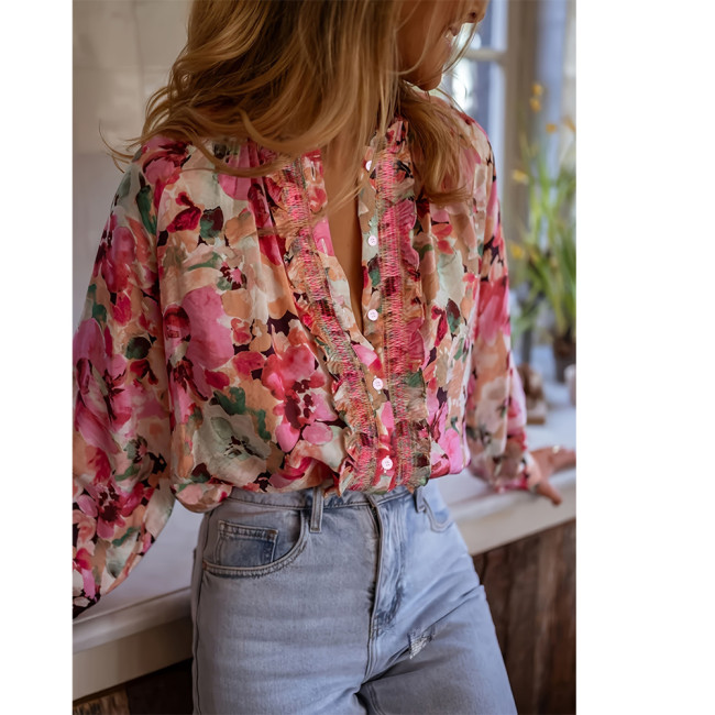 Relaxed Artistic Printed Round-Neck Shirt
