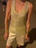 Hollow Knit Sequin Summer Tank Top