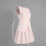 Sweet Cotton Vest & Bubble Skirt Two-Piece Summer Set