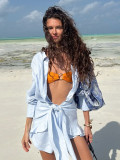 Relaxed Fit Solid Color Belted Collared Bodycon Shirt Dress