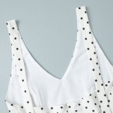 Polka Dot Halter Neck Tank Top + Wide-Leg Pants Set