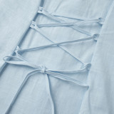 Elegant Ribbon-Tie Cotton Cardigan Shir