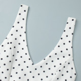 Polka Dot Halter Neck Tank Top + Wide-Leg Pants Set
