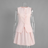Sweet Cotton Vest & Bubble Skirt Two-Piece Summer Set