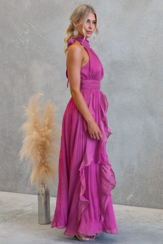 Lace-Up Ruffled Dress