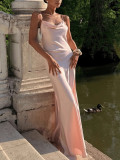 Sexy Backless Spaghetti Strap Slit Maxi Dress