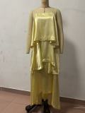 Layered Satin Spaghetti Strap Dress