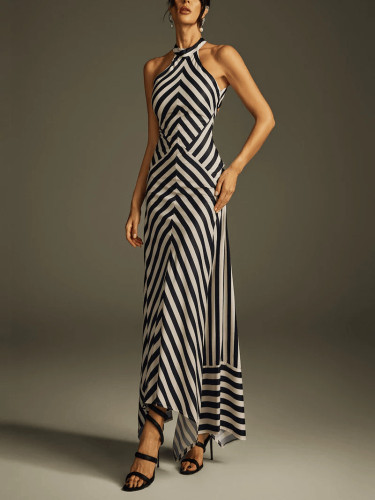 Elegant Sleeveless Backless Zebra Print Dress