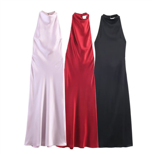 Luxury Satin Halterneck Dress