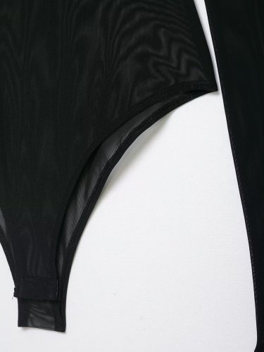 Sheer Mesh Panel Bodysuit Top