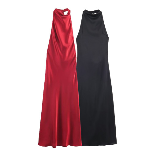 Luxury Satin Halterneck Dress