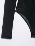 Sheer Mesh Panel Bodysuit Top