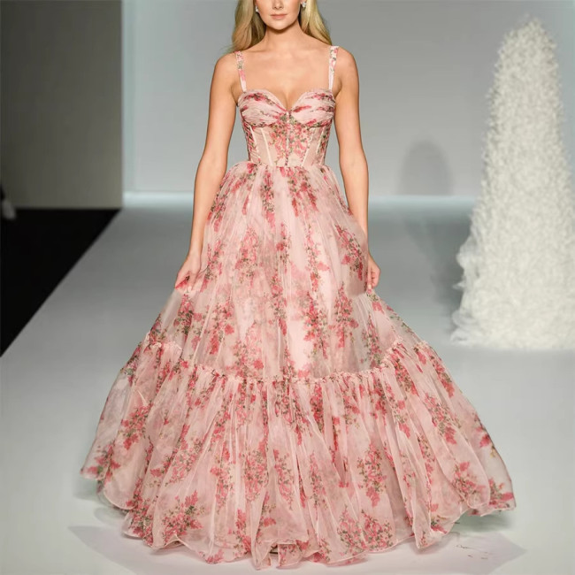Floral Print Spaghetti Strap Maxi Dress
