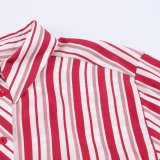Trendy Striped Cuffed Sleeve Shirt