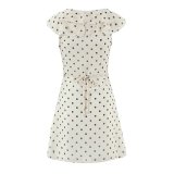 V-Neck Polka Dot Ruffle Hem Waist-Defining Dress