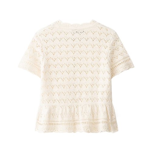 Trendy Hollow Knit Short Sleeve Cardigan