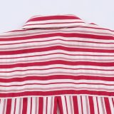 Trendy Striped Cuffed Sleeve Shirt