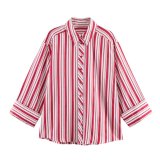 Trendy Striped Cuffed Sleeve Shirt