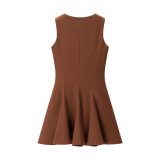 Wavy Hem Wide Skirt Bow-Decorated Short Dress