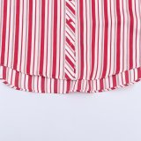 Trendy Striped Cuffed Sleeve Shirt