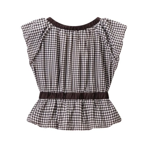 Plaid Bow V-Neck Short Sleeve Top