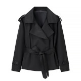 Solid Color Belted Short Jacket