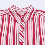 Trendy Striped Cuffed Sleeve Shirt