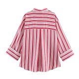 Trendy Striped Cuffed Sleeve Shirt