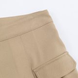 Khaki Casual Fashion Utility Skirt Pants