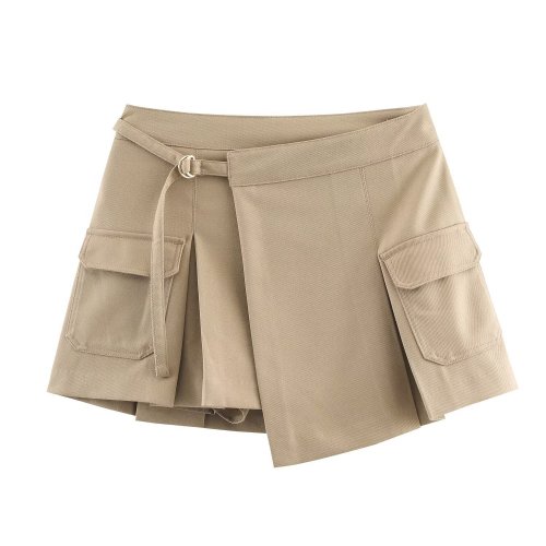 Khaki Casual Fashion Utility Skirt Pants