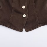 Denim Vest with Belted High-Waisted Wide-Leg Pants