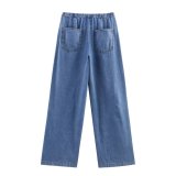 Trendy Denim Short Shirt with Mid-Waist Wide-Leg Jogger Pants