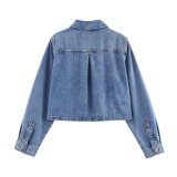 Trendy Denim Short Shirt with Mid-Waist Wide-Leg Jogger Pants